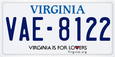 VA license plate VAE8122