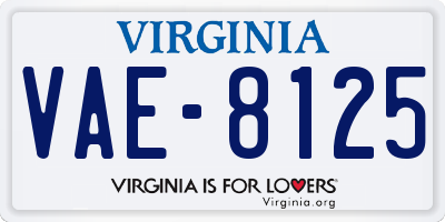 VA license plate VAE8125