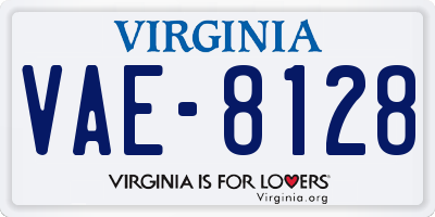 VA license plate VAE8128