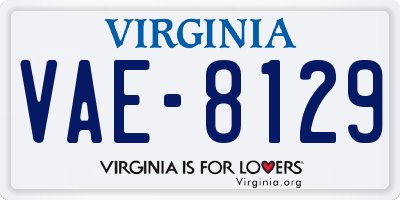 VA license plate VAE8129