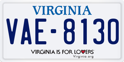 VA license plate VAE8130