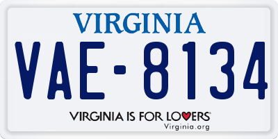 VA license plate VAE8134