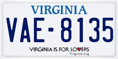 VA license plate VAE8135