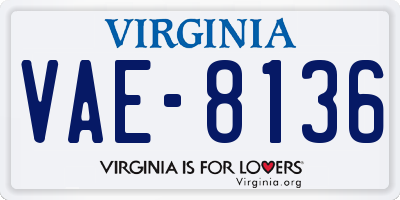 VA license plate VAE8136
