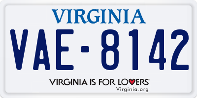 VA license plate VAE8142