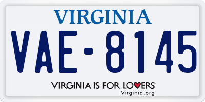VA license plate VAE8145