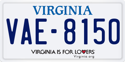 VA license plate VAE8150
