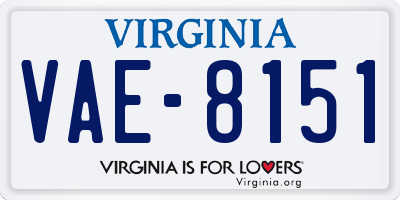 VA license plate VAE8151