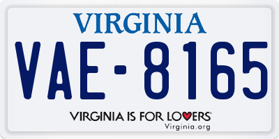 VA license plate VAE8165