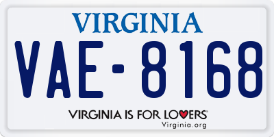 VA license plate VAE8168