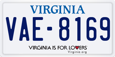 VA license plate VAE8169