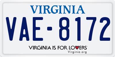 VA license plate VAE8172