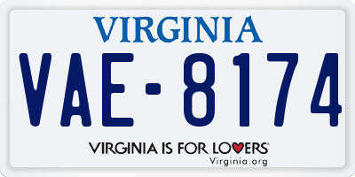 VA license plate VAE8174