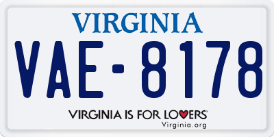 VA license plate VAE8178