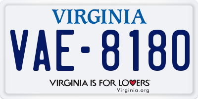 VA license plate VAE8180