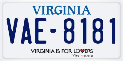 VA license plate VAE8181