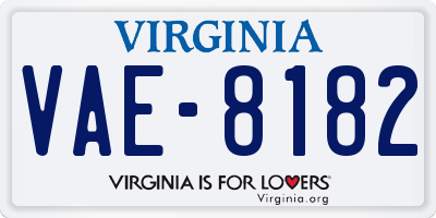 VA license plate VAE8182