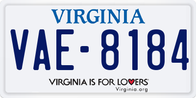 VA license plate VAE8184