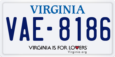 VA license plate VAE8186