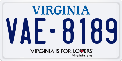 VA license plate VAE8189