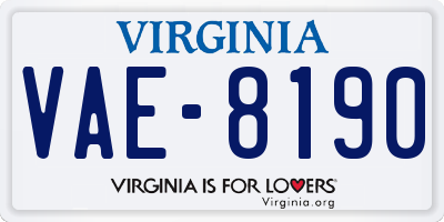 VA license plate VAE8190