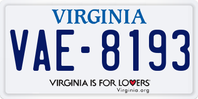 VA license plate VAE8193