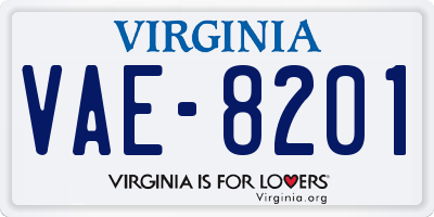 VA license plate VAE8201