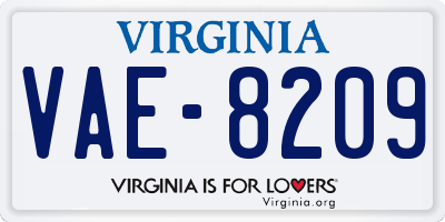 VA license plate VAE8209