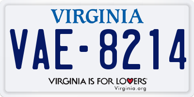 VA license plate VAE8214
