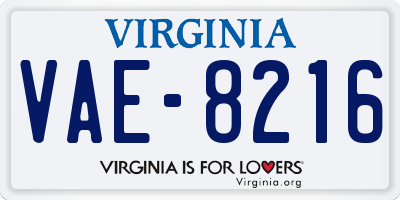 VA license plate VAE8216