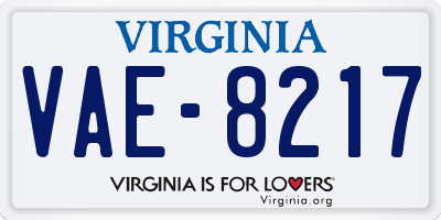 VA license plate VAE8217