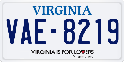 VA license plate VAE8219