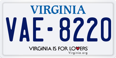 VA license plate VAE8220