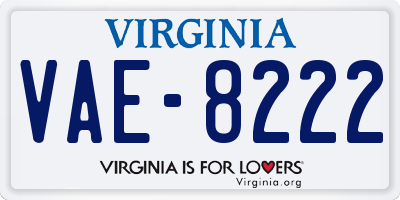 VA license plate VAE8222