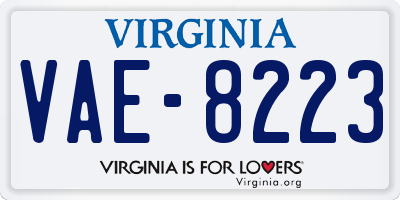 VA license plate VAE8223