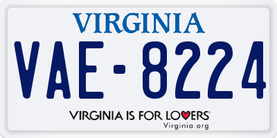 VA license plate VAE8224