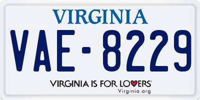 VA license plate VAE8229