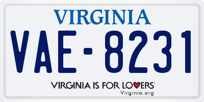 VA license plate VAE8231