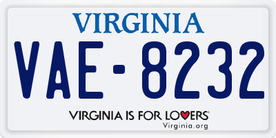 VA license plate VAE8232