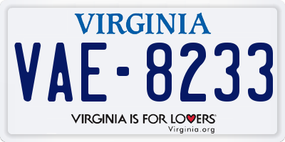VA license plate VAE8233