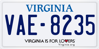 VA license plate VAE8235