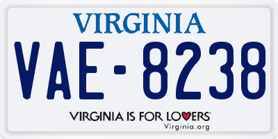 VA license plate VAE8238