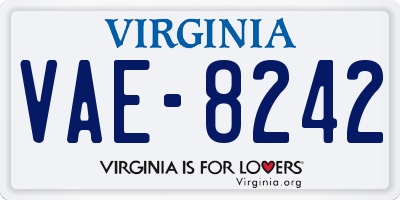 VA license plate VAE8242
