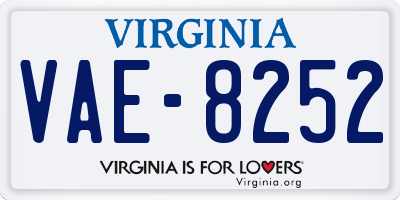 VA license plate VAE8252