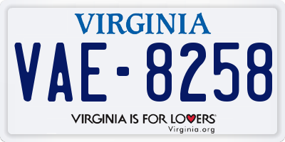 VA license plate VAE8258