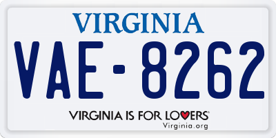 VA license plate VAE8262