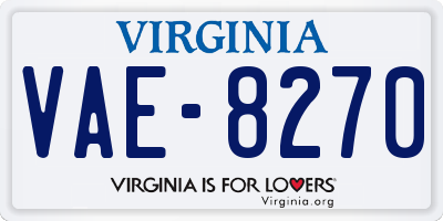 VA license plate VAE8270