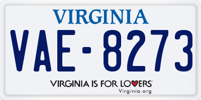VA license plate VAE8273