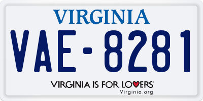 VA license plate VAE8281