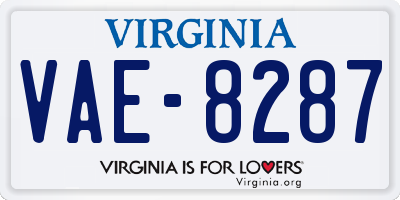 VA license plate VAE8287